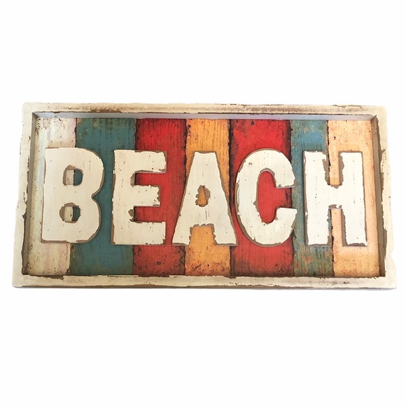 Hobby Lobby Accents Wood Beach Sign 3d Rustic Distressed Wooden 6x7